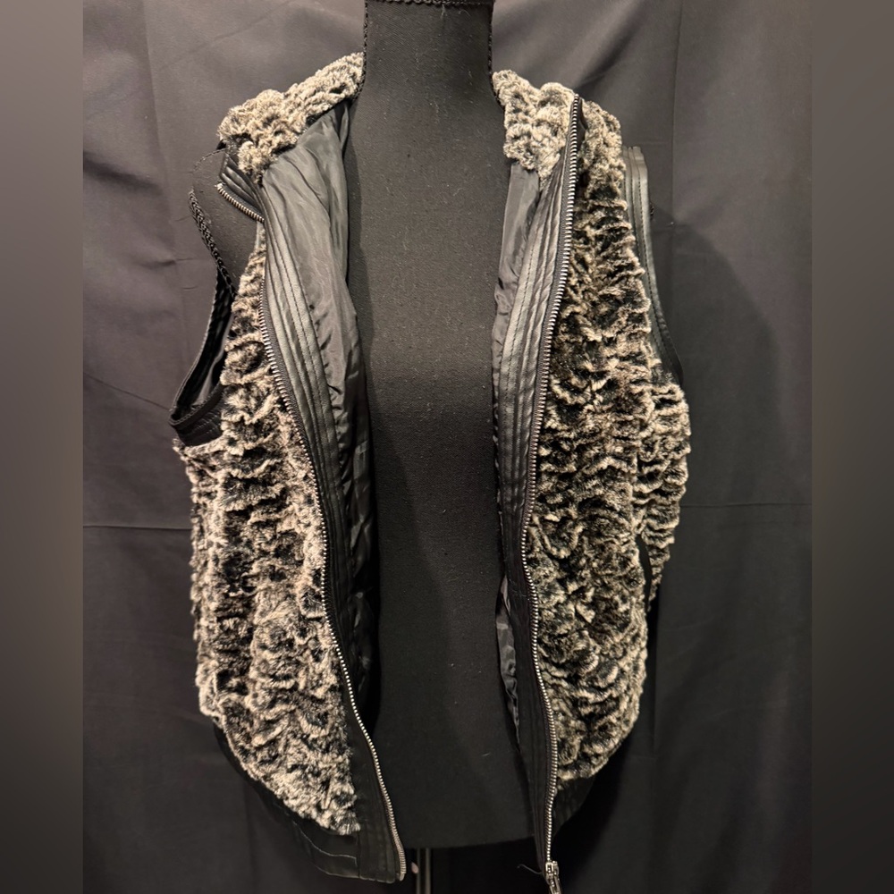 YMI Brown and Black Faux Leather Vest